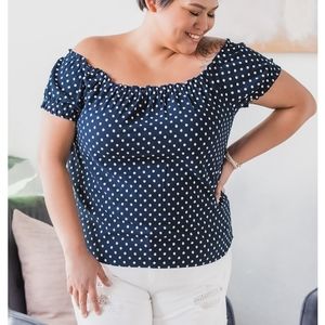 Vero Moda Navy and White polka dot shirt